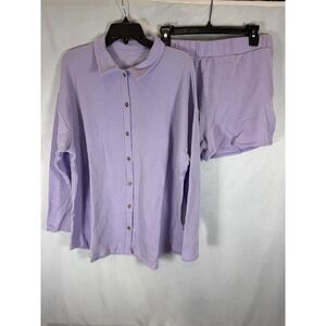 All Things Fate Waffle Texture Short Set Lavender